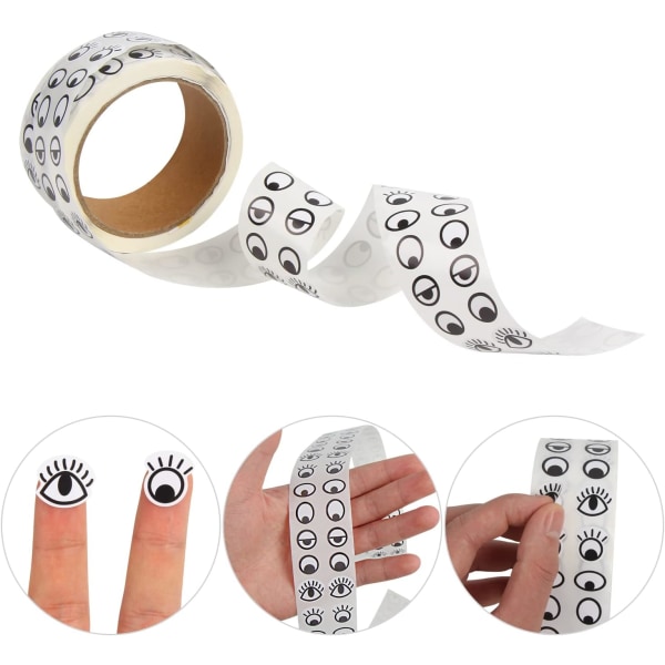 1000 stk Wiggle Eye Stickers, Black White Selvklebende Eye Sticke