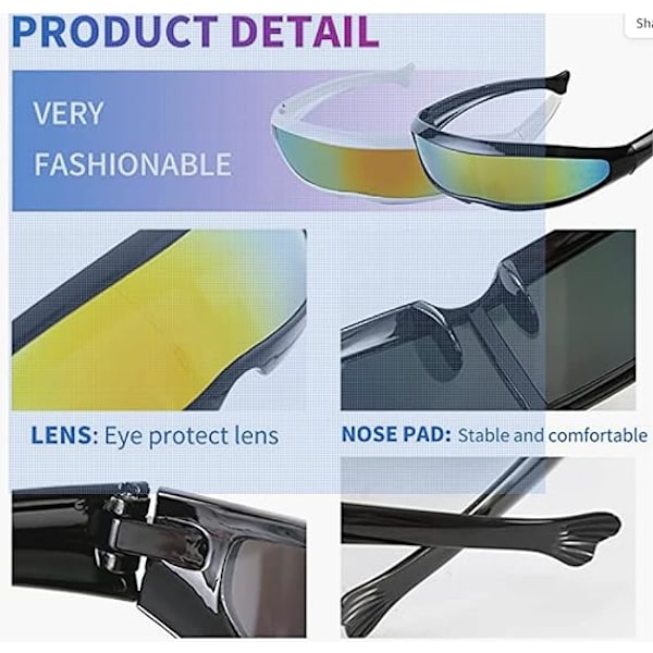 Futuristisset lasit - 3 kpl avaruusaurinkolasit Alien lasit setti, Fu