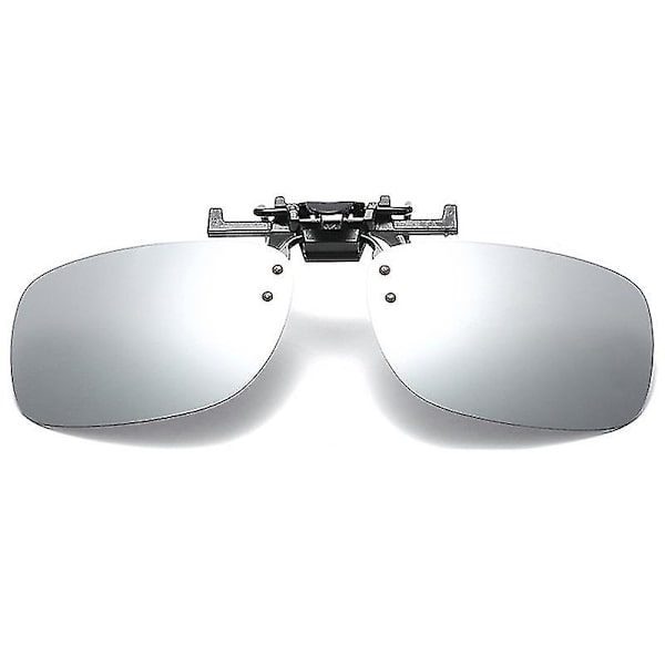 Herr Polariserad UV-skydd Clip-on Solglasögon Flip Up Körning Solglasögon Silver