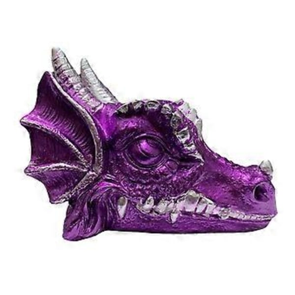 Dragehode Statue Krystallkule Stativ Skulptur Håndverk Dekor Feng Shui Kulebase for Hyller Nattbord Lettvekt (Lilla) Purple