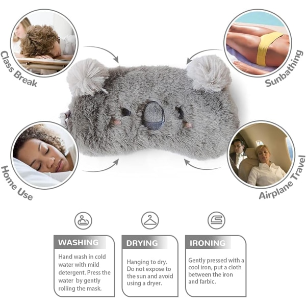 Sovemaske, komfortabel ultramyk plysj, justerbar sovende øye