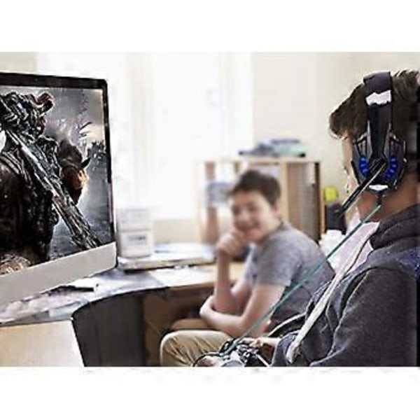 3,5 mm Gaming Headset LED-ljus Hörlurar med Mikrofon för PC Mac Laptop Telefon Blå