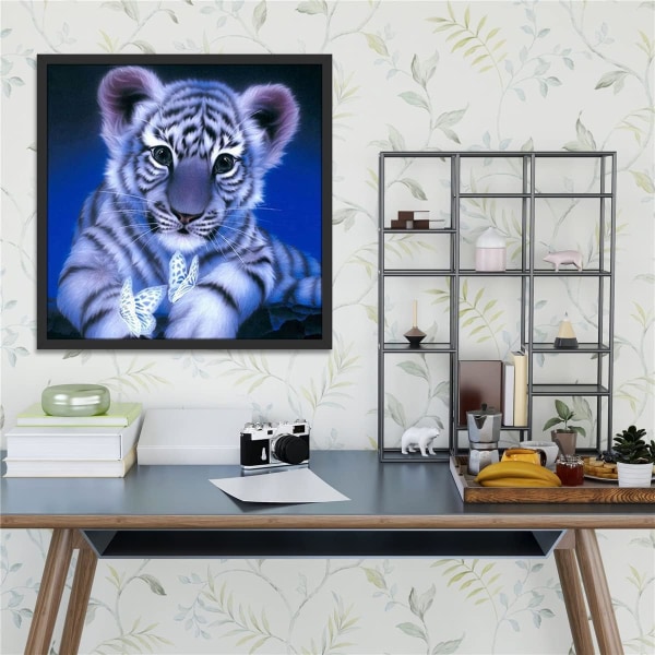 Diamantmålning Tiger Fjäril, DIY 5D Djur Diamantkonst Målning