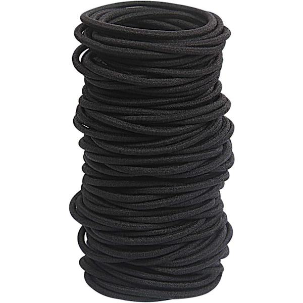120-pakning med hårstrikk for tykt, krøllete hår, metallfri, svart, 3 mm