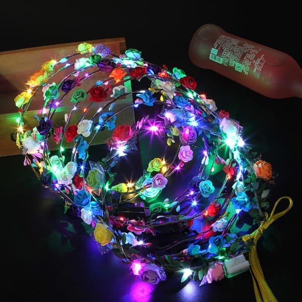 Hårband med LED-blomsterkrans 9 st