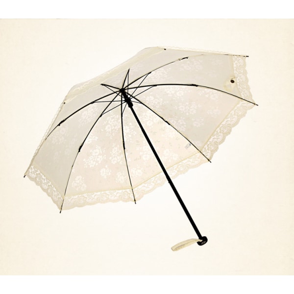 Vintage Blonder Parasol, Kvinders Udendørs UV Solparasol Blomst Broderi