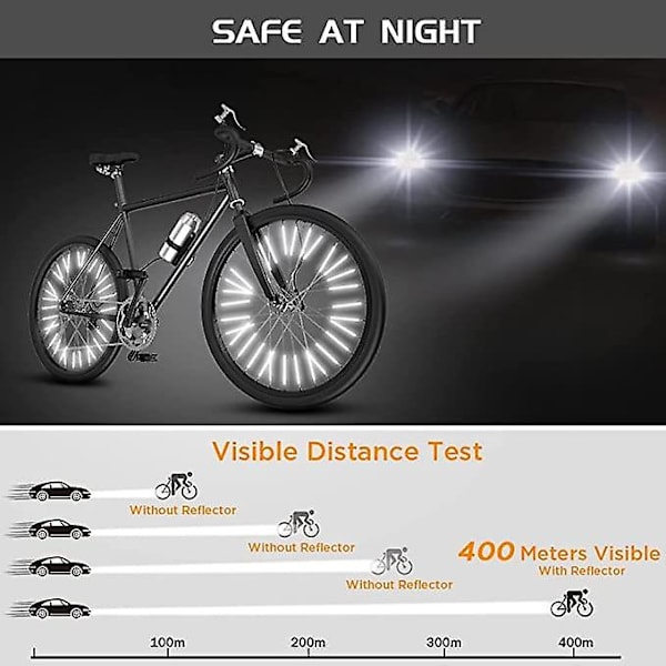 Cykelreflekser, 24 stk. cykelhjul eger reflekser, cykel reflekterende advarselsegerlys dækker til cykel（Sølv）