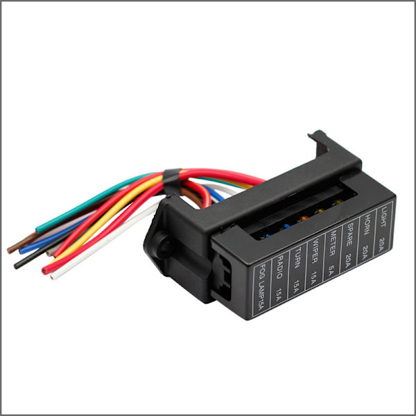 Premium 8-vejs sikringsboks med kabler Universal Standard Blade Fuse Holder Bilsikring Blok med gratis standard bladfusninger