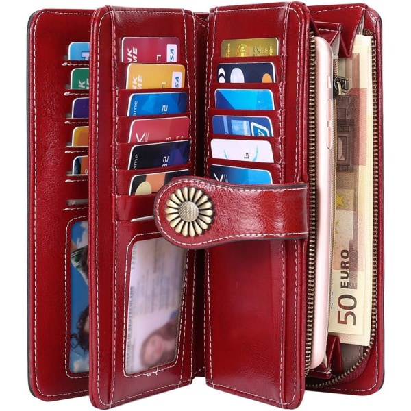 Women's Leather Wallet Large Capacity RFID Blocking Women's Coin