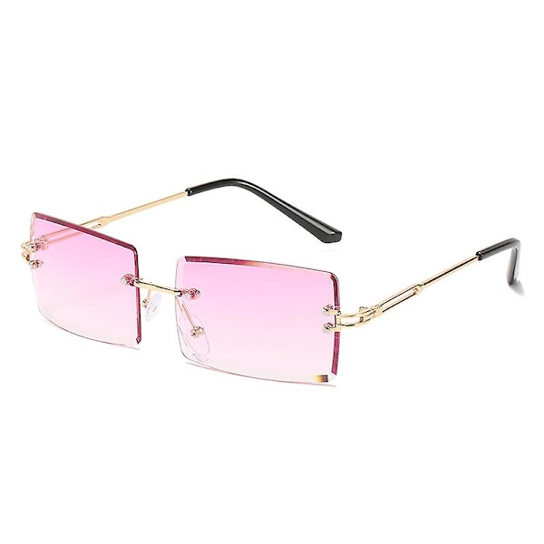 Kehyksettömät suorakaiteen muotoiset aurinkolasit, jotka sopivat naisille/miehille, ultralight metallirunkoiset silmälasit, muodikkaat neliönmuotoiset UV400-lasit, unisex 8