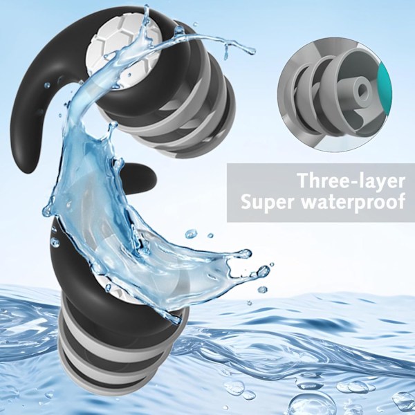 6 Par Vattentäta Simöronsproppar för Vuxna Återanvändbara Mjuka Silikon Simöronsproppar Perfekta för Surfning, Dykning, Pool, Duscha.