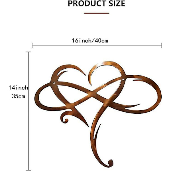 Infinity Heart Metallväggdekor, Konst Evig Kärlek Oändligt Hjärta Unik Infinity Heart Väggdekor, 30*25 Cm（40*35cm Guld）