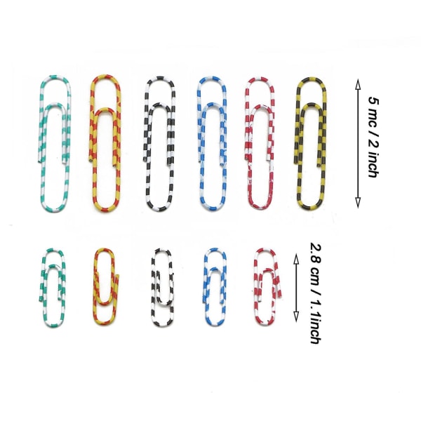 Paperiklipsit, 450 kappaletta värikkäitä raidallisia paperiklipsejä, keskikoko 28 mm ja jättikoko 50 mm, toimistoklipsit kouluun henkilökohtaiseen käyttöön