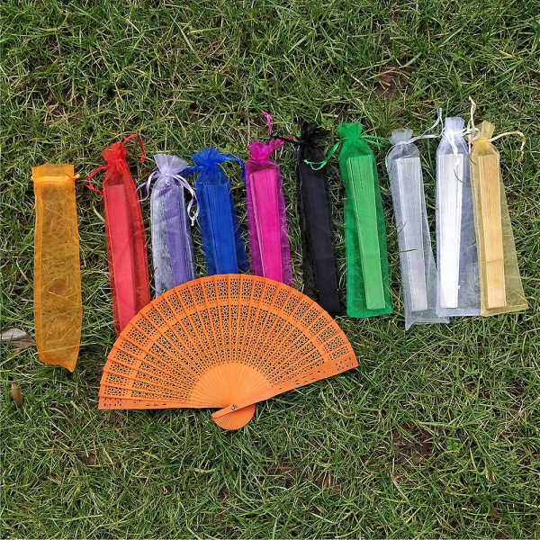 50 st Organza Presentpåsar 23 cm Organza Hand Fan Påsar Smyckespåsar Bröllopspresenter Påsar Snörpresentpåse（Flerfärgad）