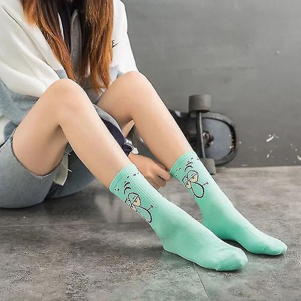Spongebob Sock Cute Bekväma Bomull Mjuk Cartoon Karaktär Crew Sock För Kvinnor Flickor