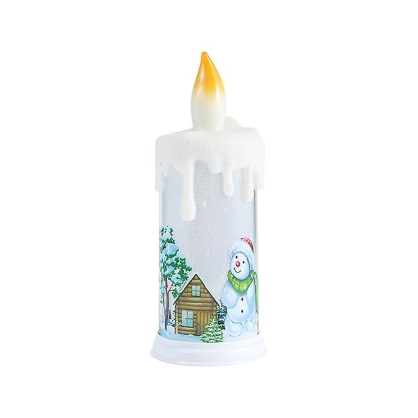 Snowman Printed Simulation Candle Lamp Home Decor