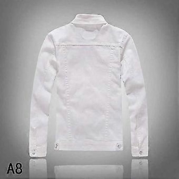 2025 Herre Denimjakke - Casual Slim Fit Bomuldsjakke for et Stilfuldt Look, Perfekt til Enhver Lejlighed white 4XL