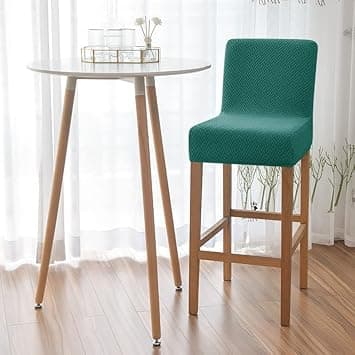 Mörkbrun - Set om 1 Jacquard Stretch Barstol Överdrag Disk Hei