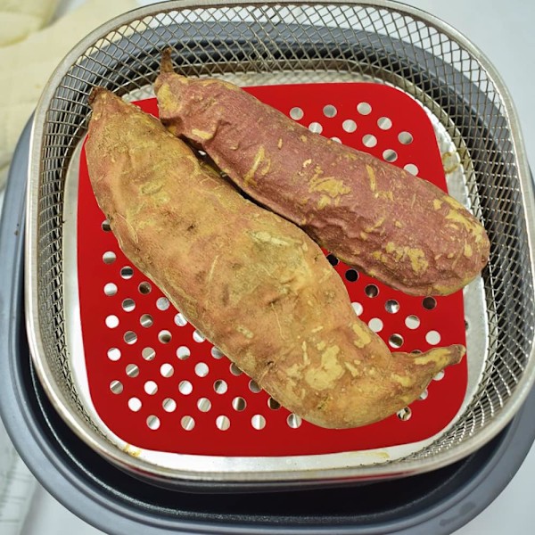4-pak 8,5\" Airfryer Silikon Bagemåtter (Rød + Sort)