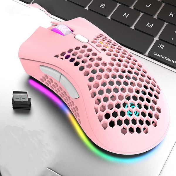 Pink, Gaming Mouse Pad Bluetooth Gaming Mus: Letvægts Wireles