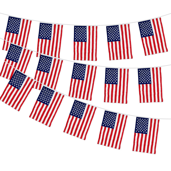 33ft/10m Amerikansk Vimpel Flag Stof Usa Girlande Banner Amerika Vimpel Flag Stjerner Striber Til 4. Juli, Mindedag