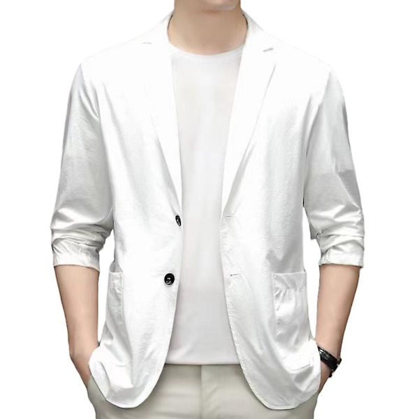 Miesten rento bleiseri urheilutakki Kaksi nappia Kevyt Slim Fit Business-takit（L）