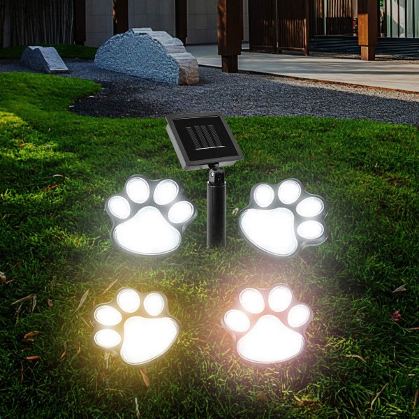 Solcells LED tassdekorationsljus, 4 solcells drivna katt hund djur tass Pri