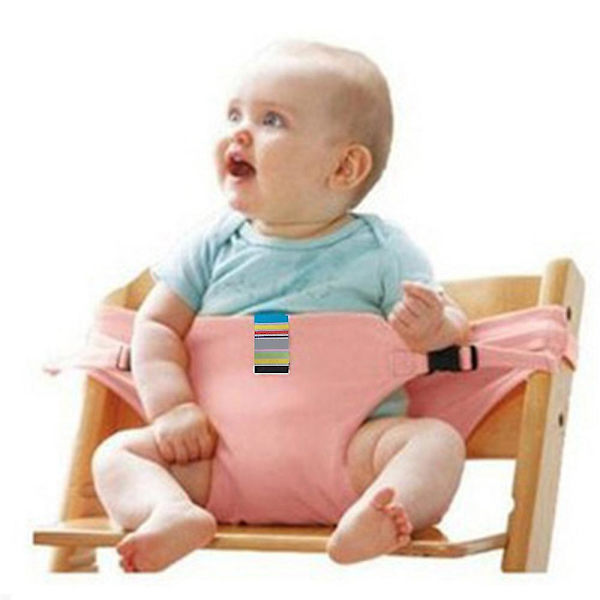 Baby Spisestol Sikkerhedssæder Med Remme, Småbørn Høj Stol Sele Bælte, Bærbare Fodring Booster Sæde Strop（Pink）