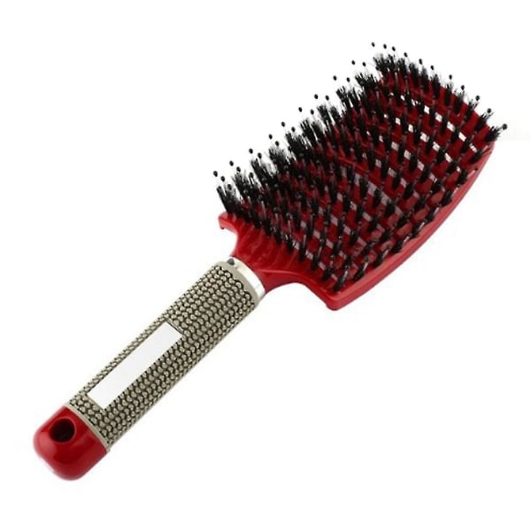 Avtrasslande nylon Borsteborste för hårborste för kvinnor, hårmassage, hårborste, kamborste (röd)