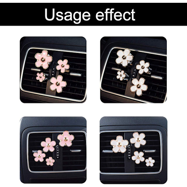 Dekoration för bilens luftventil, clips i form av prästkrage/djur, avger en behaglig doft (8 st blommor)