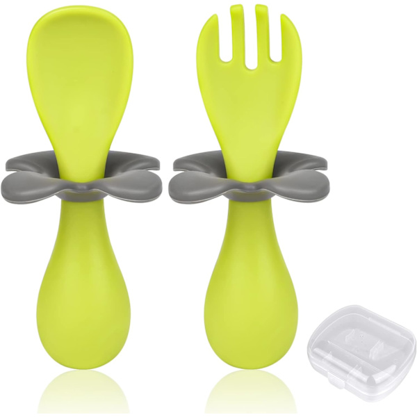 Vauvan lusikka ja haarukka, ergonominen ruokailuvälinevauva ergonominen ruokailuväline Lear