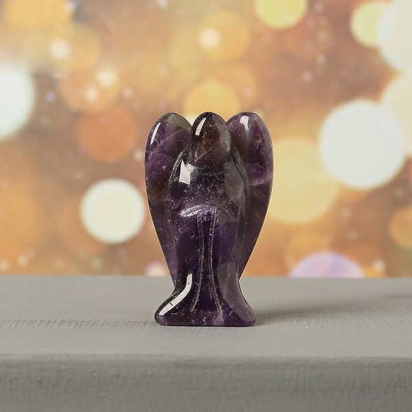 Fickskyddsängel med stillhetsbön Opal läkande stenfigur (lila)