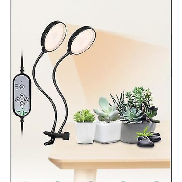 Vækselys, Usb 3w Dobbelt Hoved Timing 40 Led Vækselys Pærer Fuld Spektrum Auto Til Og Fra Med 3/9 / 12h Timer 5 Dæmpningsniveauer Clip-on Skrivebord Vækselys