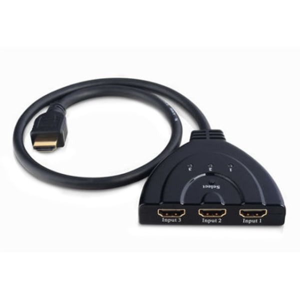 3-portars HDMI-switch med Pigtail-kabel kompatibel med Full HD 4K @30Hz Video 3 in 1 Out