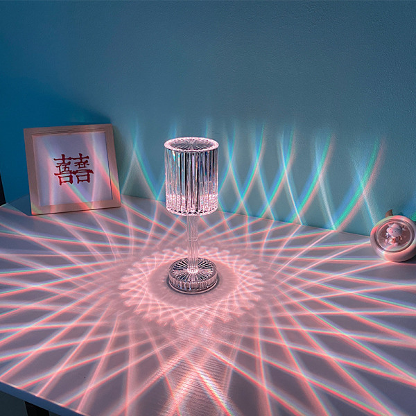 Spansk ins krystal rose lampe soveværelse opladning touch kronblad diamo