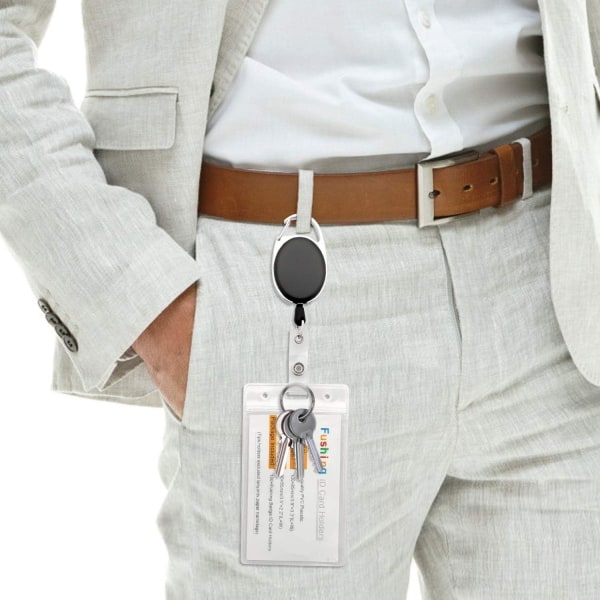 2 st Retractable Badge Holder Carabiner Reel Clip på ID-korthållare