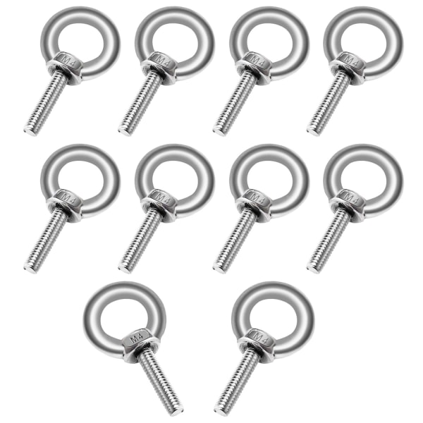 10 stk M4*10 Øyebolter 304 Rustfritt Stål Løftering Ring Sha