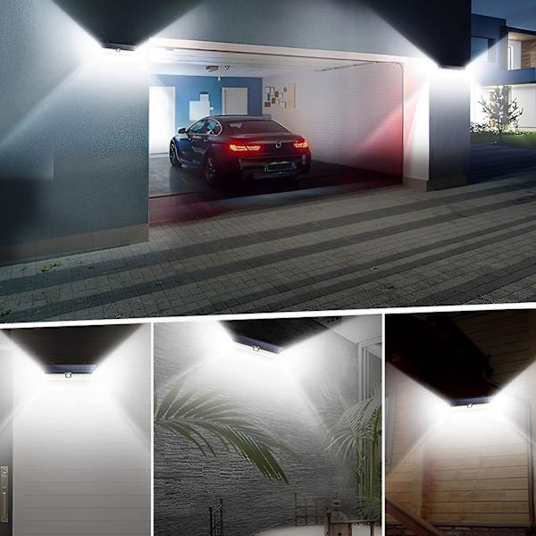 118 LED solcelledrevet bevægelsessensorlampe til udendørs sikkerhed, vandtæt PIR-sensor væglampe til have og gård