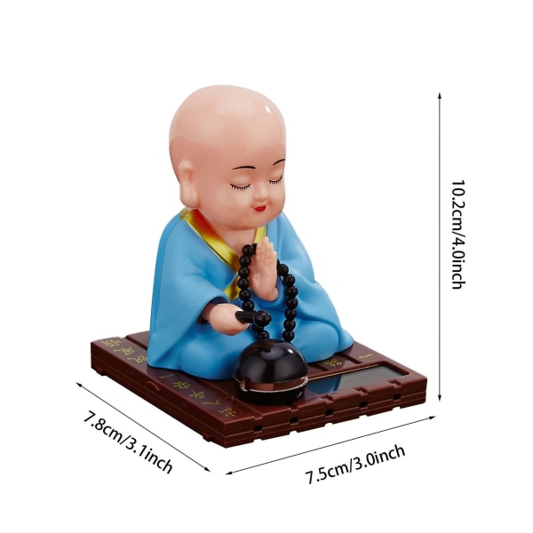 Solcells-driven dansande buddhistisk munk gungande animerad bobble dansare leksak, bilinstrumentpanel buddhistisk munk figurin prydnad (blå)