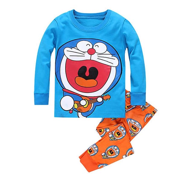 Söt katt tryckt långärmad pyjamas set (90CM)