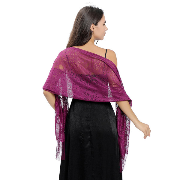 Silke tørklæde stjal aftenkjole chiffon tørklæder poncho damer elegante kvaster