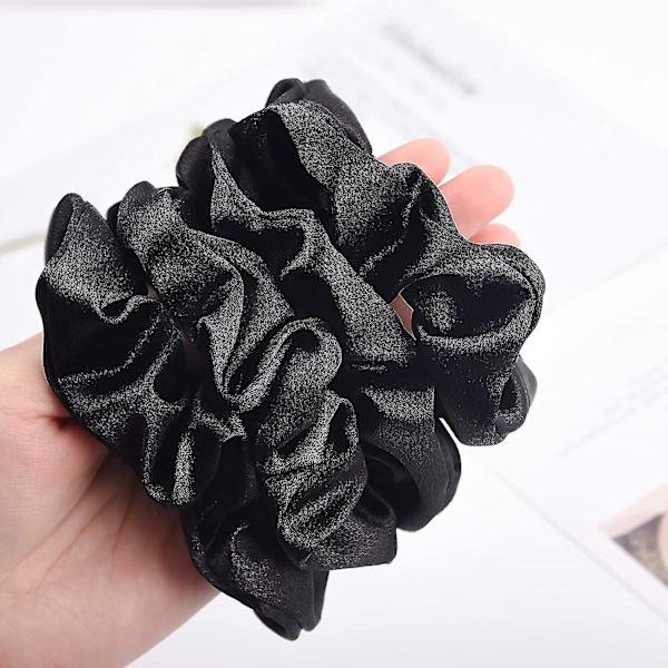 Black Satin Silk Scrunchies For Hair Big Scrunchies Satin Packs For Hair Scrunchies 10 Pack (svart)