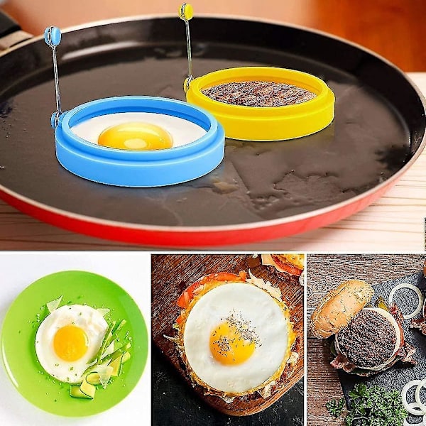 Pannkaksmått, stekt äggform silikon, 4-pack runda non-stick stekta äggformar