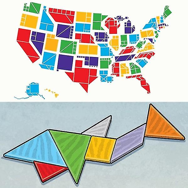 7-delad pussel kvadratisk träpussel Tangram pussel I.q. utvecklingsspel Hjärngympa Intelligenta block Pedagogisk leksak Bra present till barn