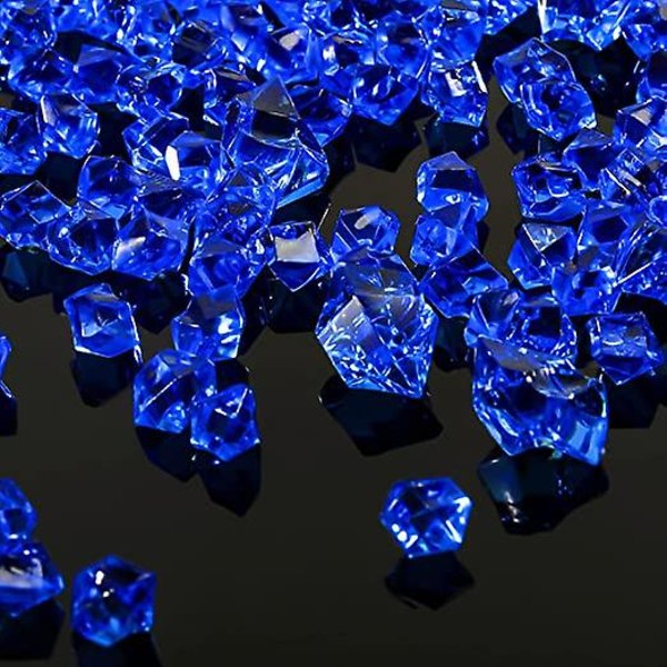 250 styks falske isterninger Diamanter Akrylsten Krystaller Plastterninger Ædelstene Vasefyldperler til dekoration（Blå）
