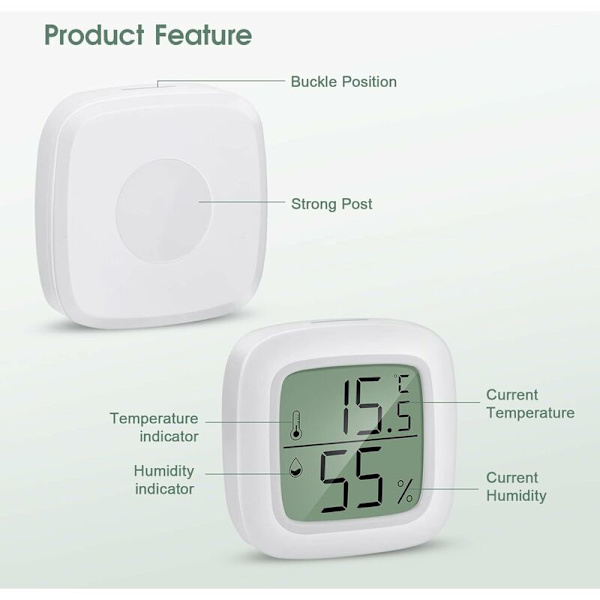 Hjemmeter 3 stk. Mini LCD bærbar indendørs hygrometer