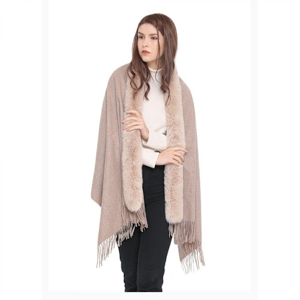 Dam varm halsduk med pälskrage, fleecescarf, modescarf, vinterscarf