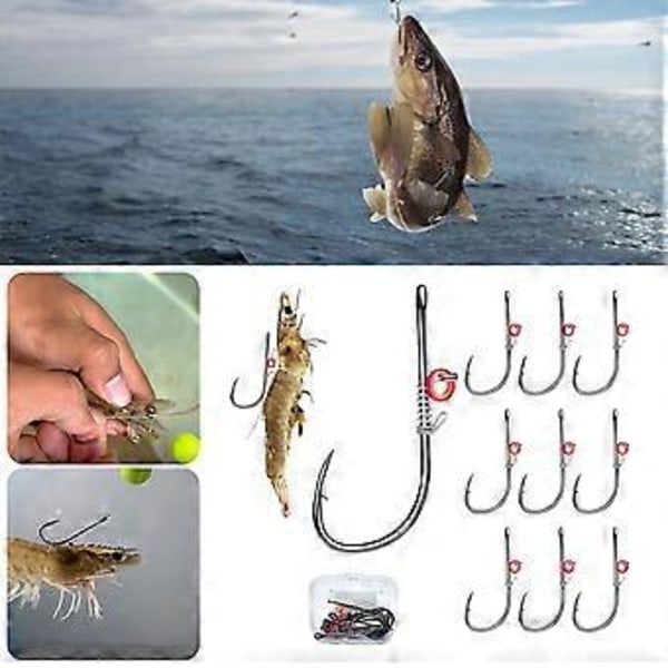 10 st Levande Räkor Fixeringskrok Fisketillbehör Hullförsedd Fiskekrok med Hål Fiskekrok Beteshållare Krok M M