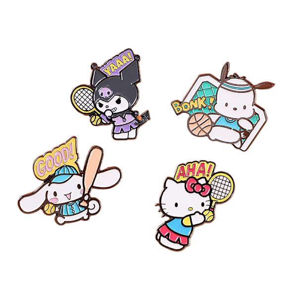 4 kpl sarjakuvatyylinen Kuromi-rintakoru, sarjakuva Sanrio metallimerkki