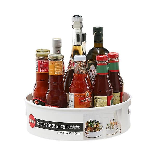 Turntable Cupboard Organizer Spice Rack For Kitchen Storage And Organization（XL sølvgrå）